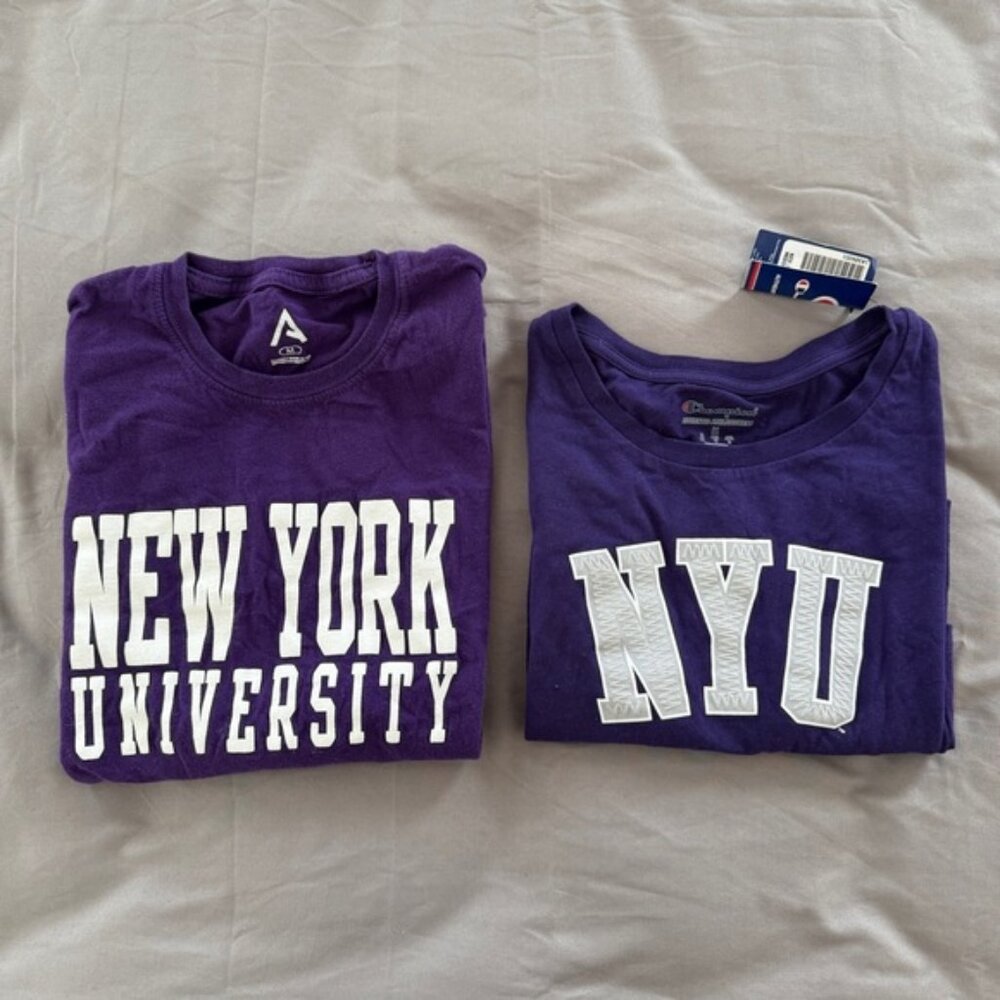 2 x Purple NYU Tshirt & Long Sleeve Shirt New York University College